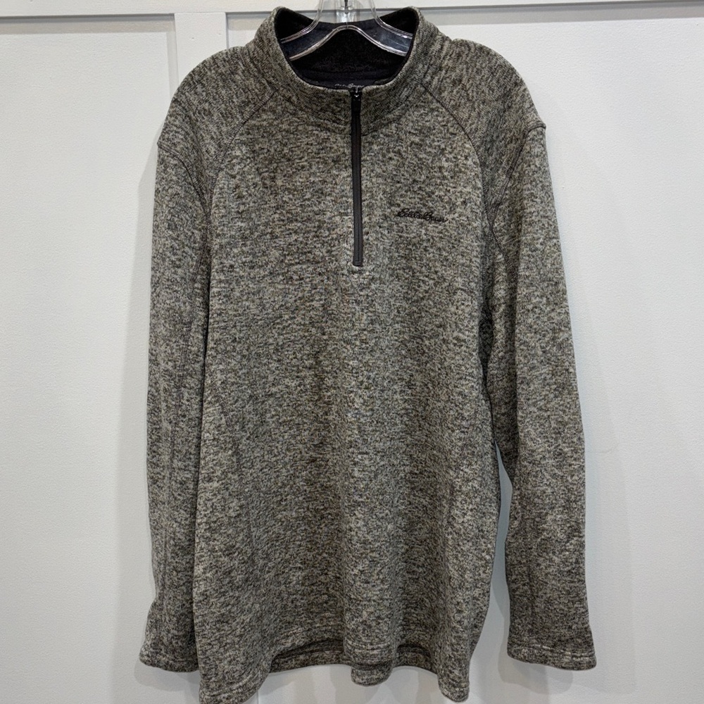 Eddie Bauer Heathered Gray Quarter-Zip Pullover